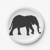 黒ゾウのイラストレーション動物が動物園のシルエットに ペーパープレート (正面)
