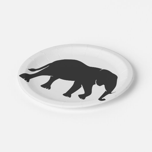 黒ゾウのイラストレーション動物が動物園のシルエットに ペーパープレート (アングル)
