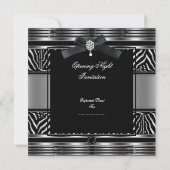 黒タイエレガントディナーゼブラシルバーブラック 招待状 (裏面)