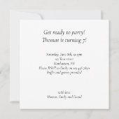 黒タイパーティーおもしろい、猫の誕生日、猫 招待状 (裏面)