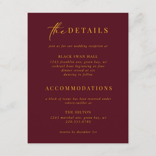 黒タイフォーマル金ゴールドアールデコ詳細挿入 エンクロージャーカード (正面)