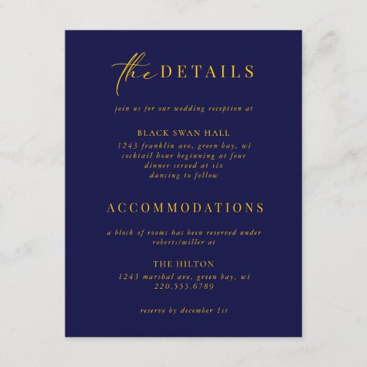 黒タイフォーマル金ゴールドアールデコ詳細挿入 エンクロージャーカード (正面)