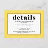 黒タイポグラフィと黄色結婚の縁ど詳細 エンクロージャーカード (正面)