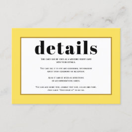 黒タイポグラフィと黄色結婚の縁ど詳細 エンクロージャーカード