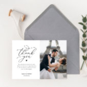 黒タイポグラフィ結婚サンキューカード サンキューカード