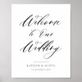 黒タイポグラフィ結婚歓迎の兆候 ポスター (正面)