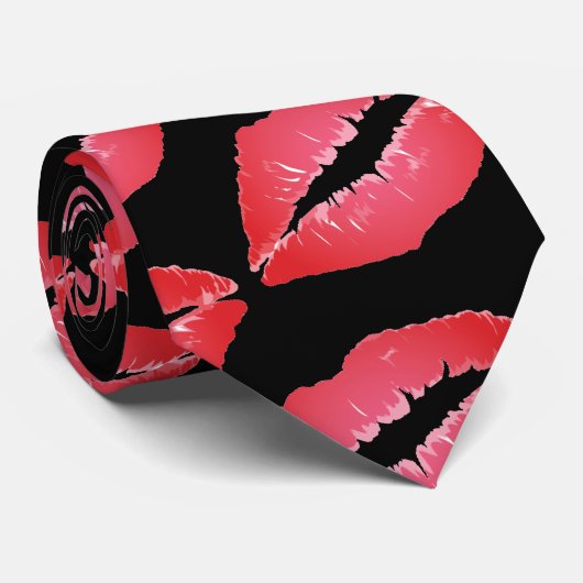 黒タイ赤官能性の大きな赤い唇 ネクタイ (ロール)