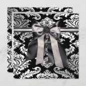 黒タイ 白 黒 ダマスク パーティー ご招待 招待状 (正面/裏面)