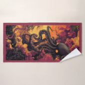 黒タコのアートワークビーチ バスタオル (バスタオル)