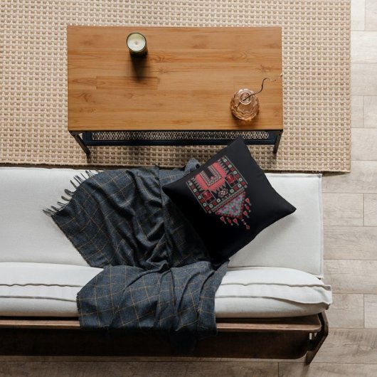 黒タスリーツトゥーベアートワークパターンヘンナデコール クッション