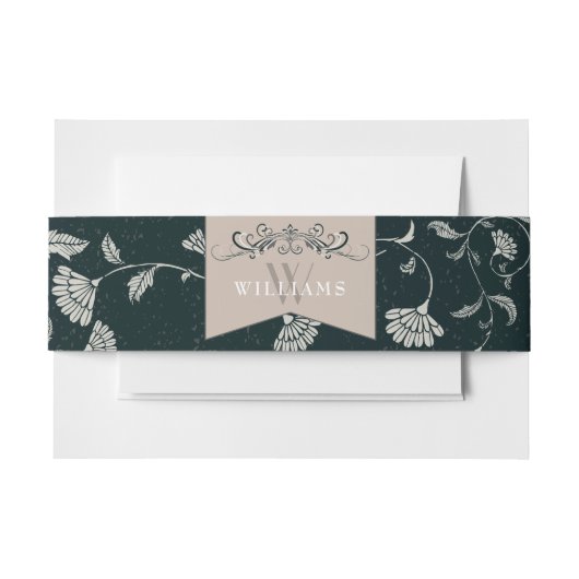 黒タンエレガントフローラヴィンテージウェディング 招待状ベリーバンド (正面例)