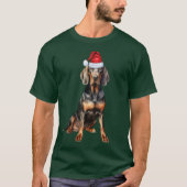 黒タン犬かわいいクリスマスおもしろい犬 Tシャツ (正面)