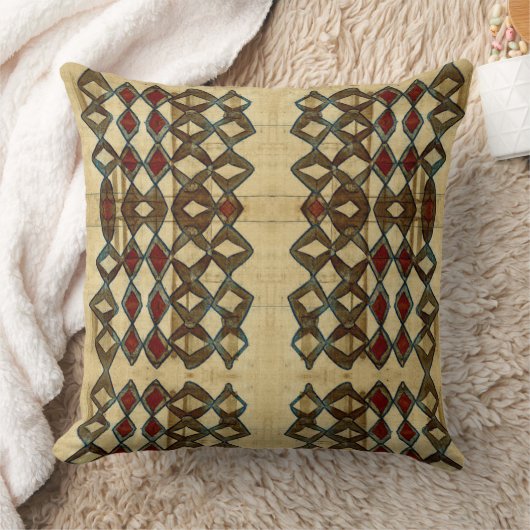 黒タン赤の部族アフリカの泥の布 クッション (ブランケット)