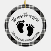黒タータンチェッククリスマス妊娠発表 セラミックオーナメント (裏面)