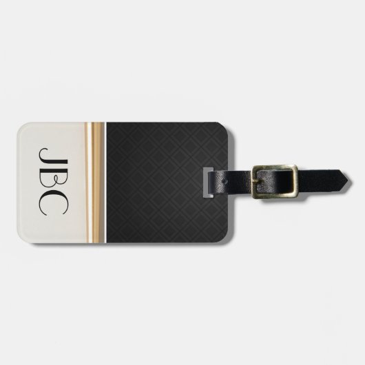黒ダイヤのタイルによってバンドを付けられるモノグラム ラゲッジタグ (正面横)