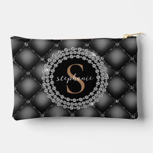 黒ダイヤエレガントモンド金ゴールドモノグラム アクセサリーポーチ (裏面)