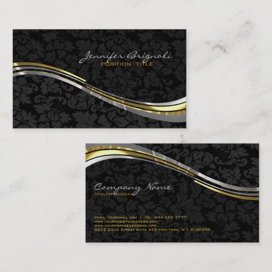 黒ダマエレガントス金ゴールドとシルバーのアクセント 名刺 (正面/裏面)