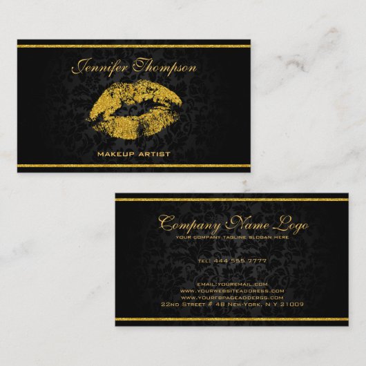 黒ダマエレガントス金ゴールド唇 名刺 (正面/裏面)