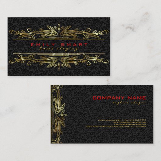 黒ダマエレガントス金ゴールド枠 名刺 (正面/裏面)