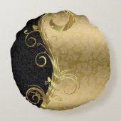 黒ダマエレガントス金ゴールド渦巻き ラウンドクッション (裏面)