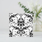 黒ダマスクと白の背景ブライダルシャワーInv 招待状 (スタンド正面)