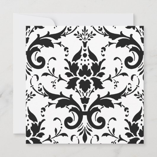 黒ダマスクと白の背景ブライダルシャワーInv 招待状 (正面)