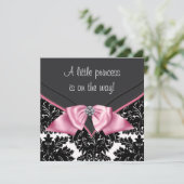 黒ダマスクエレガントプリンセスベビーシャワー 招待状 (スタンド正面)