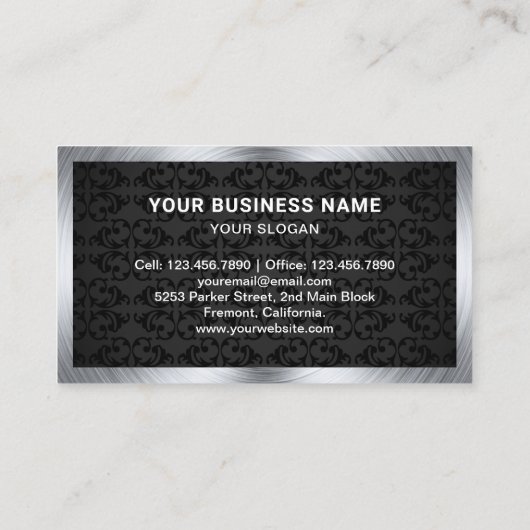 黒ダマスククロム自動車合金ホイールリム整備士 名刺 (裏面)