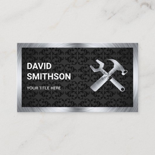 黒ダマスクスチールハンドマン自動修理整備士 名刺 (正面)