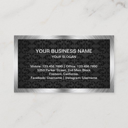 黒ダマスクスチール製家電製品修理 名刺 (裏面)