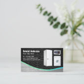 黒ダマスクスチール製家電製品修理 名刺 (スタンド正面)