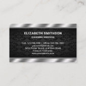 黒ダマスク鋼電気掃除機清掃サービス 名刺 (裏面)