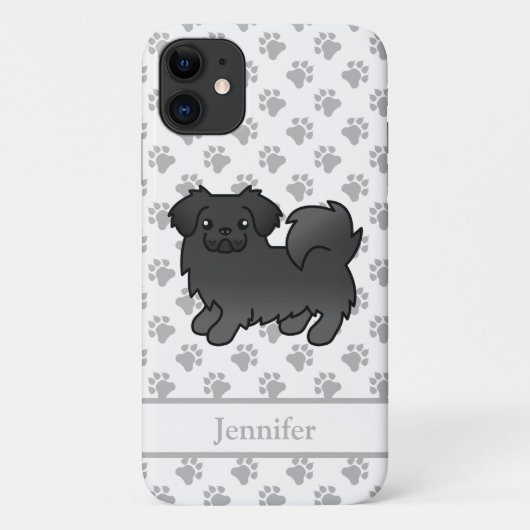黒チベット・スパニエル かわいい カートゥーン 犬 + 名前 Case-Mate iPhoneケース (裏面)