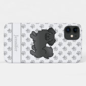 黒チベット・スパニエル かわいい カートゥーン 犬 + 名前 Case-Mate iPhoneケース (裏面(横))