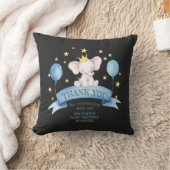 黒チョークの赤ちゃん象 星と風船 クッション (ブランケット)