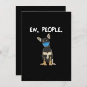 黒チワワ新しい人々の犬を着て顔マスク サンキューカード (正面/裏面)