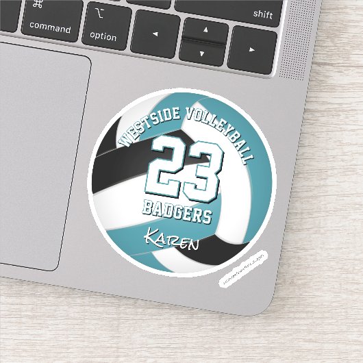 黒ティール（緑がかった色）バレーボール女の子チームの男の子チームカラーギフト シール (詳細)