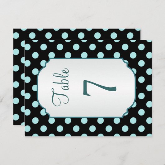 黒ティール（緑がかった色）水玉模様表番号はがき ポストカード (正面/裏面)