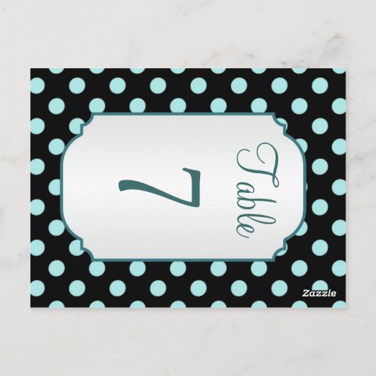 黒ティール（緑がかった色）水玉模様表番号はがき ポストカード (裏面)