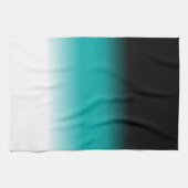黒ティール(緑がかった色)白グラデーション キッチンタオル (横)