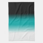 黒ティール(緑がかった色)白グラデーション キッチンタオル (縦)