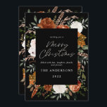 黒テラコッタフローラエレガント写真 シーズンカード<br><div class="desc">ブラックテラコッタフローラの植物画エレガント面メリークリスマスフォトホリデーカード。</div>