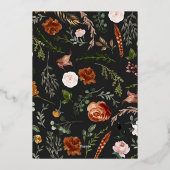 黒テラコッタ フラワーボタニカル エレガント スクリプト h 箔シーズンカード (裏面)