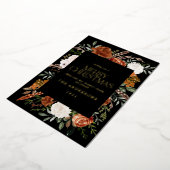 黒テラコッタ フラワー ボタニカル エレガント スクリプト h 箔シーズンカード (回転した状態)