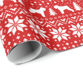 黒テリアロシアのシルエットクリスマスレッド ラッピングペーパー (ロールコーナー)