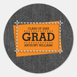 黒デニムパターン卒業 ラウンドシール