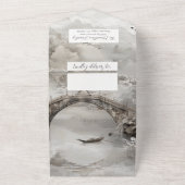 黒トイルフォトトリフォールド全1枚のカード オールインワン招待状 (外側)