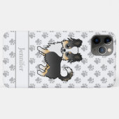 黒トライロングコートチワワのキャラクターデザイン 犬の名前入り Case-Mate iPhoneケース (裏面(横))