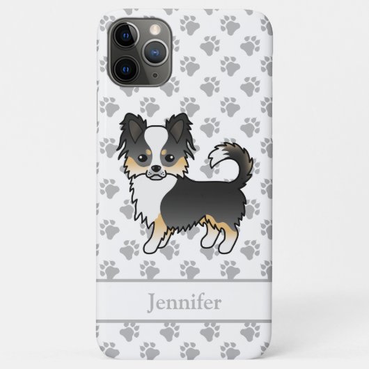 黒トライロングコートチワワのキャラクターデザイン 犬の名前入り Case-Mate iPhoneケース (裏面)