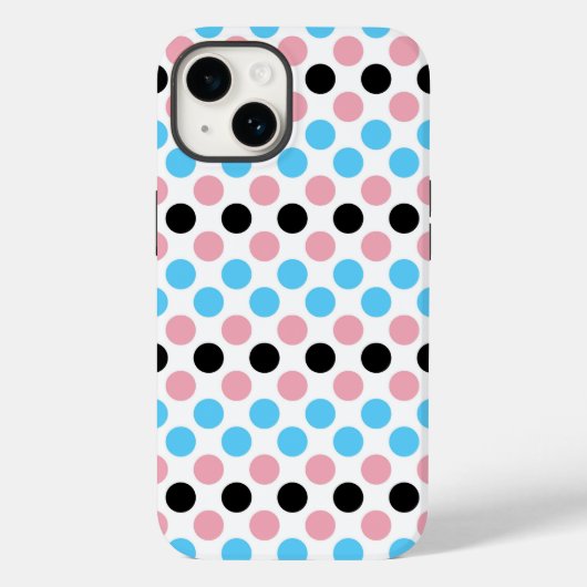黒トランスジェンダープライドフラグカラー水玉模様 Case-Mate iPhoneケース (裏面)